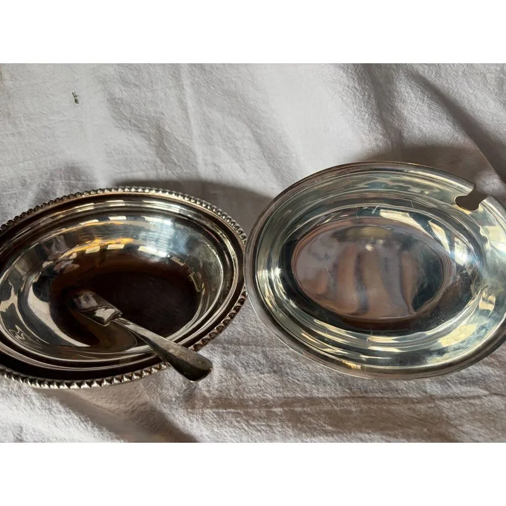Bombay Silverplated Jam Butter Serving Dish with Jam/Butter Knife  Made in India